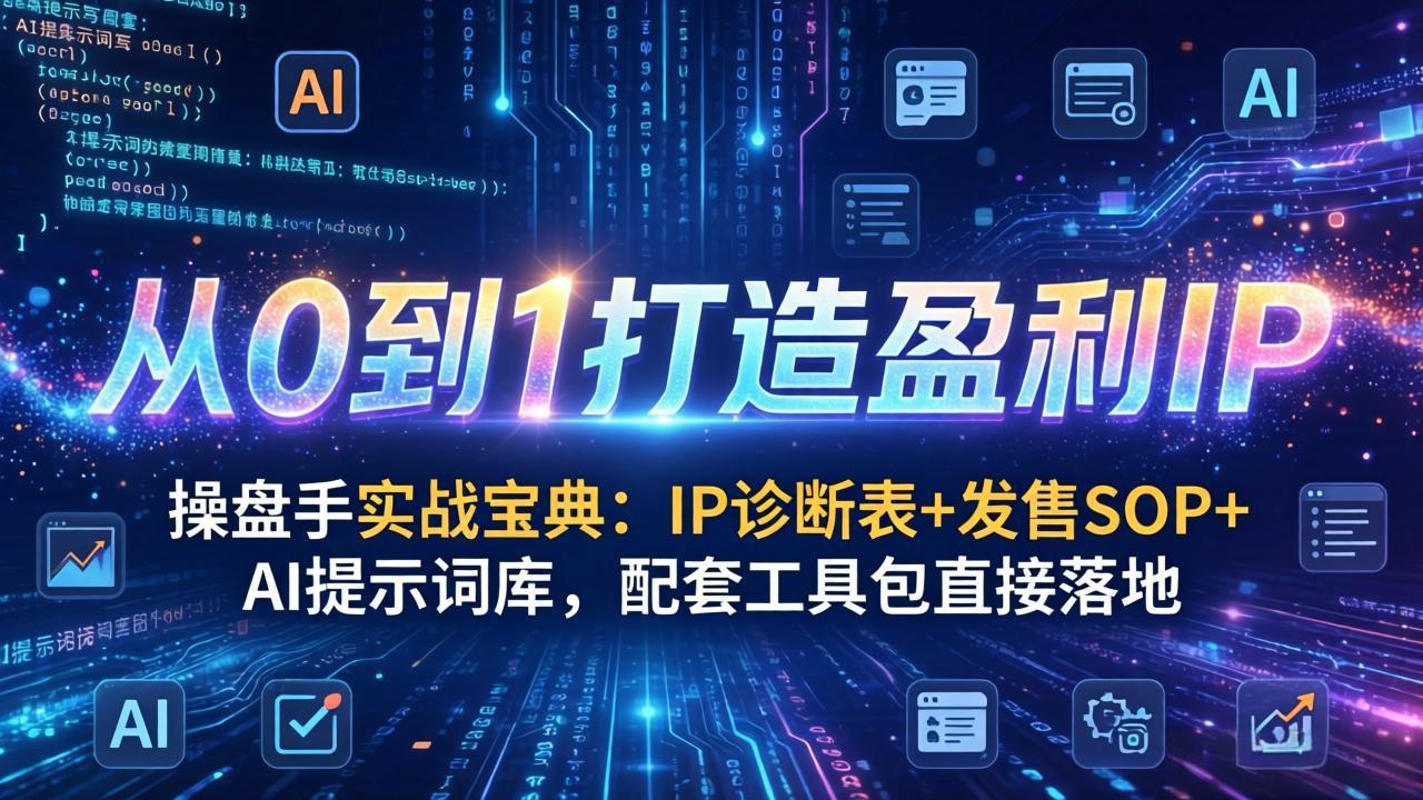 操盘手实战宝典：IP诊断表+发售SOP+AI提示词库，配套工具包直接落地，从0到1打造盈利IP-网创百晓生