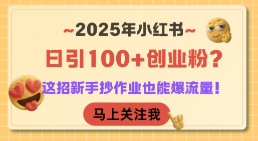 2025年小红书日引100+创业粉？这招新手抄作业也能爆流量！-网创百晓生