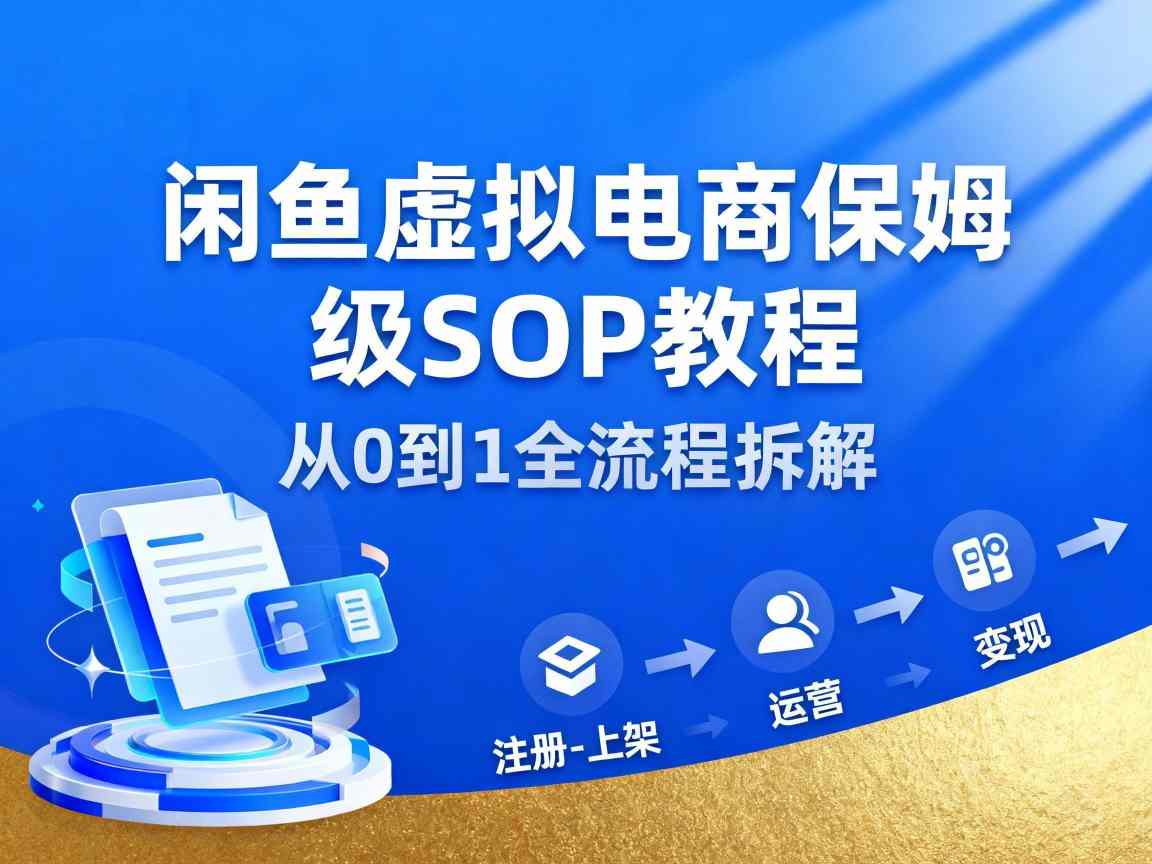 闲鱼虚拟电商，月入轻松过1W，保姆级SOP教程-网创百晓生