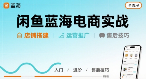 闲鱼蓝海电商实战，店铺搭建运营售后全流程-网创百晓生