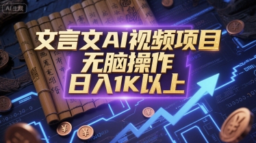 文言文AI视频项目，无脑操作，日入1K以上-网创百晓生