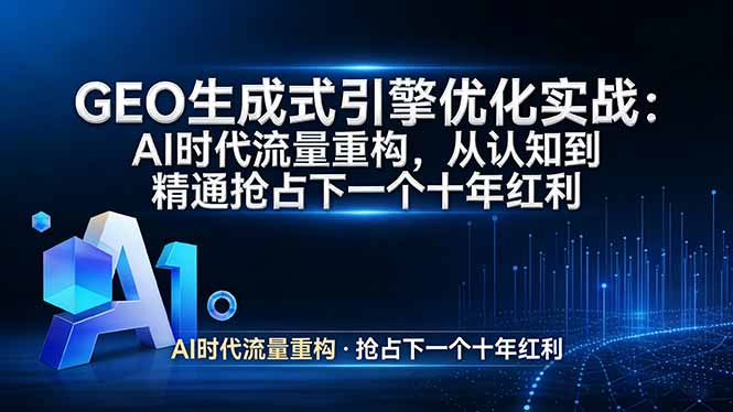 GEO 生成式引擎优化实战：AI时代流量重构，从认知到精通抢占下一个十年红利-网创百晓生