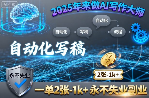 2025年来做AI写作大师，自动化写稿，一单2张-1k+，永不失业副业-网创百晓生