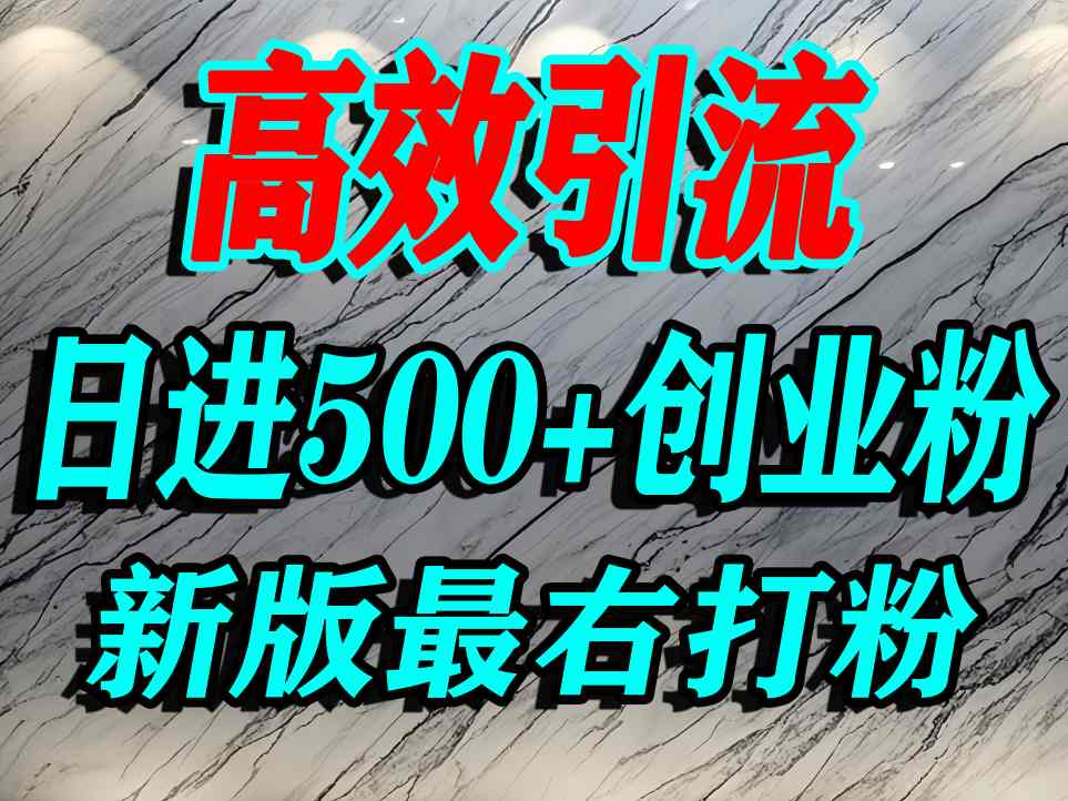 最右打创业粉,百分之九十九同行都不知道的空白蓝海,单人日引500+精准流量-网创百晓生