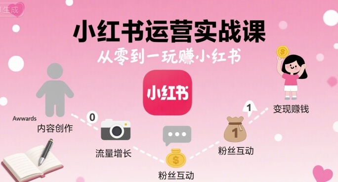 小红书运营实战课，从零到一玩賺小红书-网创百晓生