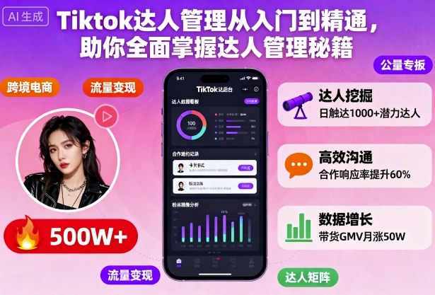 Tiktok达人管理从入门到精通，助你全面掌握达人管理秘籍-网创百晓生
