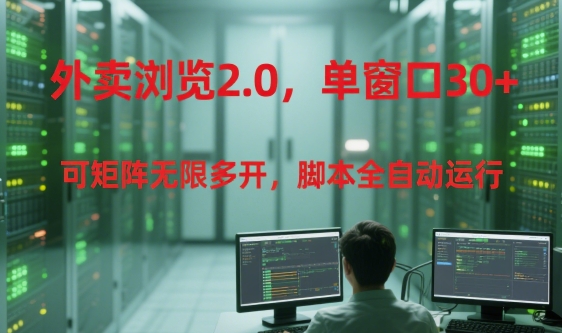 外卖浏览2.0，单窗口30+可矩阵无限多开，脚本全自动运行【揭秘】-网创百晓生