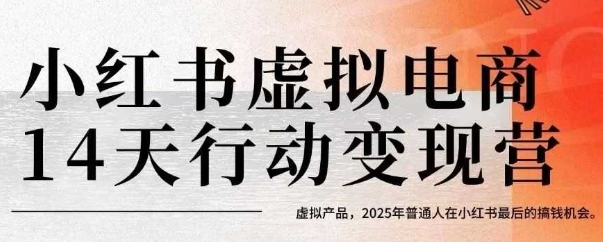 小红书虚拟电商14天变现训练营，虚拟产品，2025年普通人在小红书最后的搞钱机会-网创百晓生