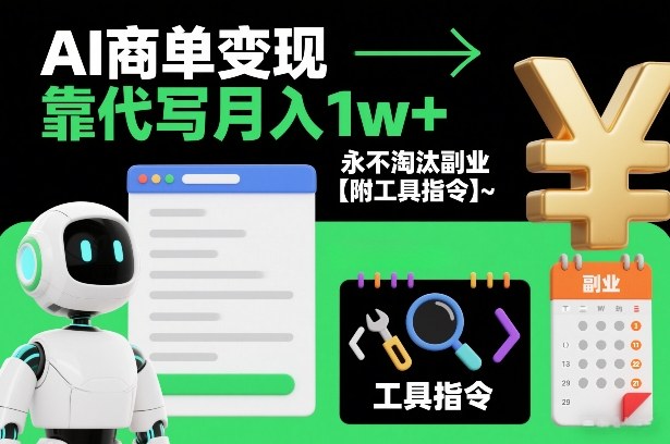 AI商单变现，靠代写月入1w+，永不淘汰副业【附工具指令】-网创百晓生