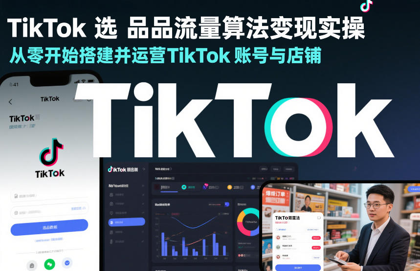 TikTok选品流量算法变现实操，从零开始搭建并运营TikTok账号与店铺-网创百晓生