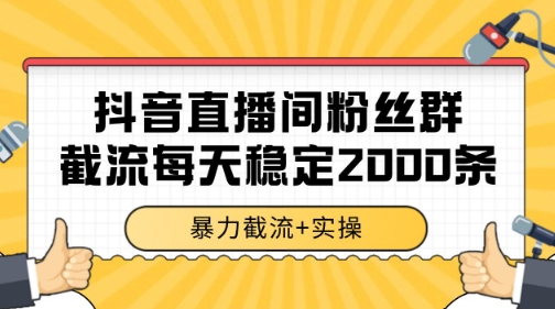 抖音直播间粉丝群暴力截流，一台电脑每天稳定2000条数据【揭秘】-网创百晓生