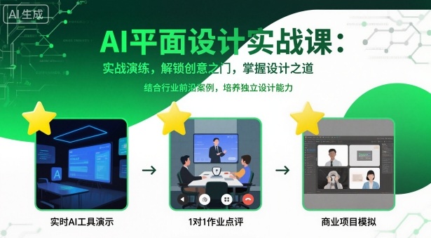 AI平面设计实战课，实战演练，解锁创意之门，掌握设计之道-网创百晓生