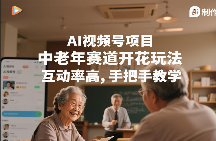 AI视频号项目,中老年赛道开花玩法,互动率高,手把手教学-网创百晓生
