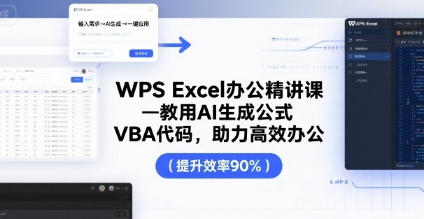 WPS Excel办公精讲课，教用 AI 生成公式，VBA 代码，助力高效办公-网创百晓生