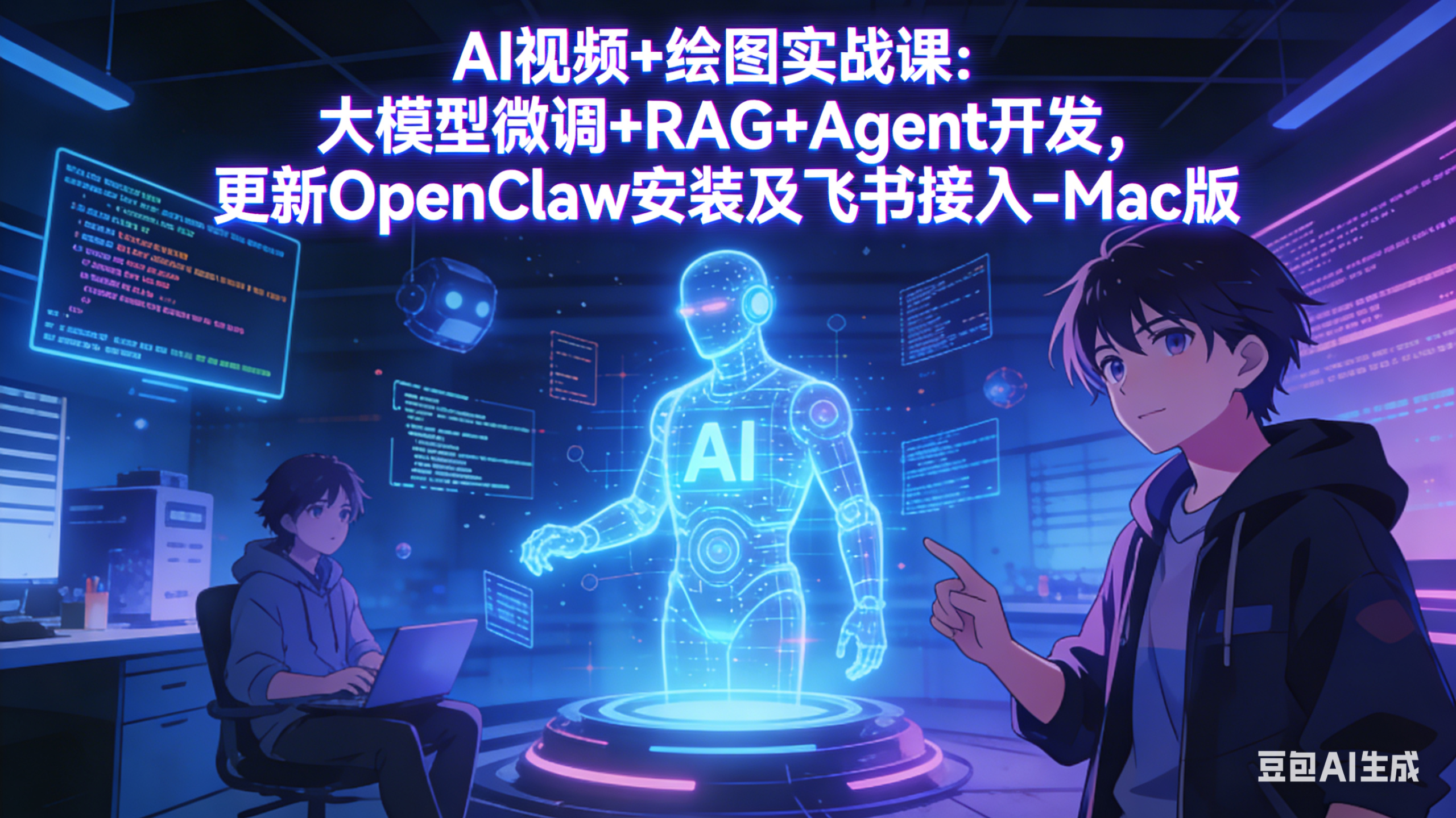 AI视频+绘图实战课：大模型微调+RAG+Agent开发，更新OpenClaw安装及飞书接入-Mac版-网创百晓生