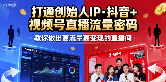 25年直播9-10两期线下课，打通创始人IP，抖音+视频号直播流量密码，教你做出高流量高变现的直播间-网创百晓生