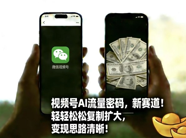 视频号AI流量密码新赛道，轻轻松松复制扩大，变现思路清晰-网创百晓生